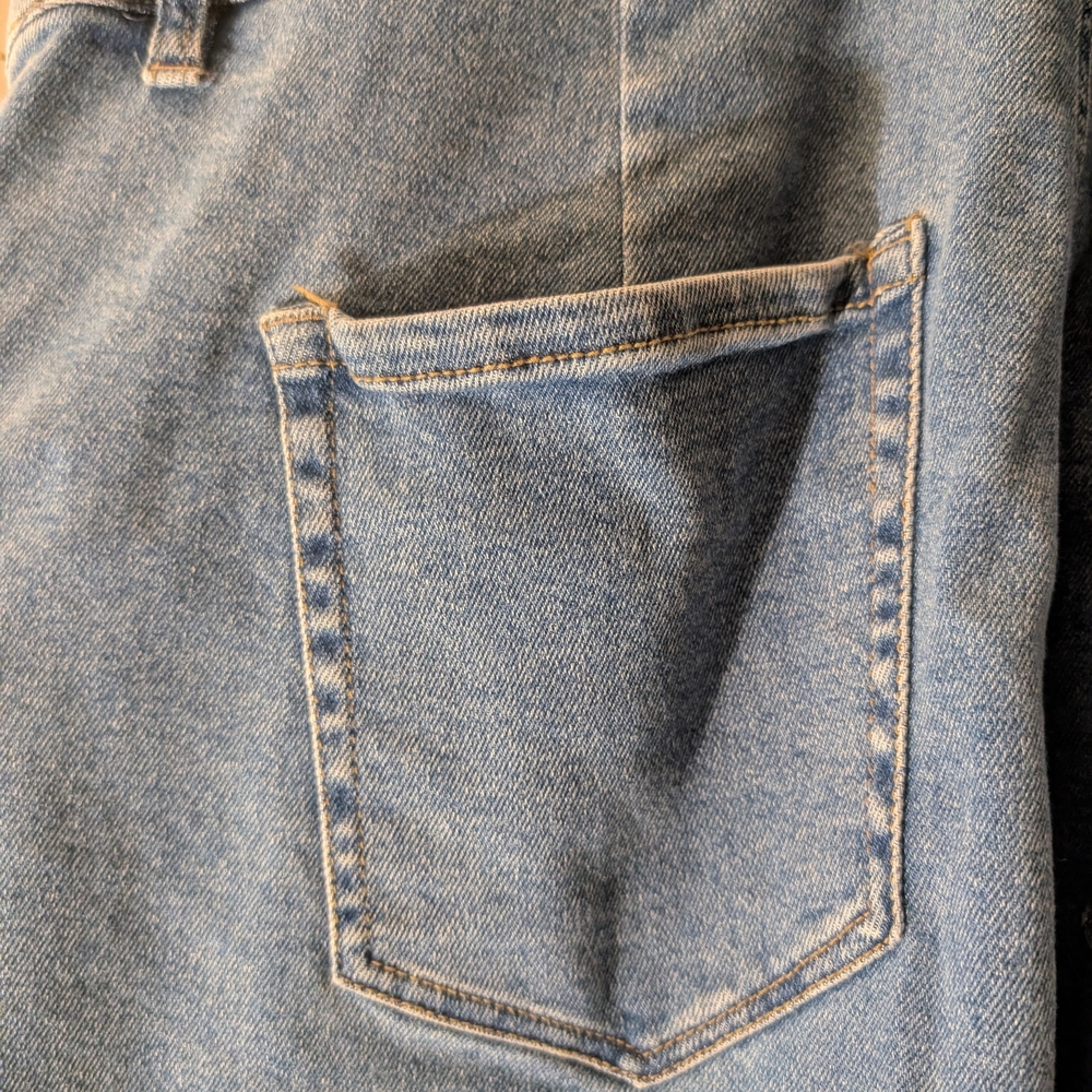 Ava & Viv 20W Denim Overalls With Ankle Slits & Side Zipper Stretchy - Picture 14 of 14